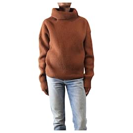 Rippstrick Rollkragenpullover in verbranntem Orange - Größe XS - Nili Lotan