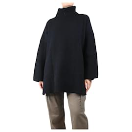 Schwarzer gerippter Strickponcho - Größe M - Joseph