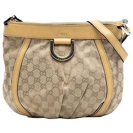 Borsa a tracolla Gucci in tela GG marrone Abbey D Ring