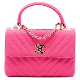 Chanel Rosa Piccola Borsa Chevron Jersey Trendy CC con Manico Superiore