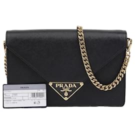 Prada Bolsa transversal com corrente e logotipo triangular