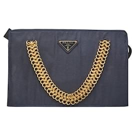 Borsa a catena con placca logo triangolare Prada