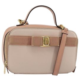 Borsa a mano in pelle Salvatore Ferragamo Vala 2 in 1 Rosa Oro Auth 161059