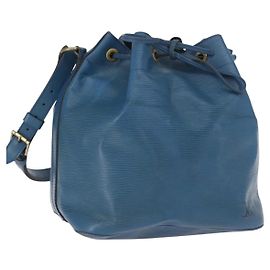 LOUIS VUITTON Borsa a Spalla Petit Noé Epi Blu M44105 LV Auth 160554