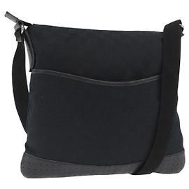 Borsa a Spalla GG Canvas Gucci Nera Argento 145857 Auth 160622