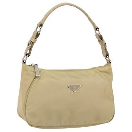 Borsa a Spalla PRADA in Nylon Beige Argento Autentica hk3322