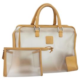 LOEWE Anagramma Modello Limitato Amazona 30 Borsa a Mano Vinile Trasparente Argento Auth hk3315