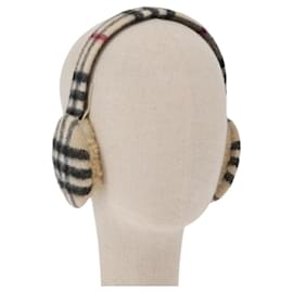Cuffie in lana beige con motivo Nova Check di BURBERRY Auth 159465