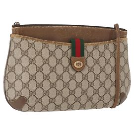 Gucci GG Supreme Web Sherry Line Schultertasche PVC Beige 89 02 026 Auth 161386