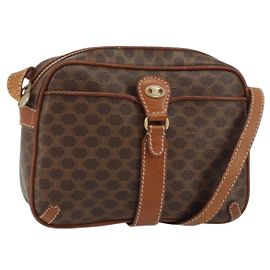Céline Borsa a Spalla in Tela Macadam CELINE in Pelle PVC Marrone Oro Auth 161002