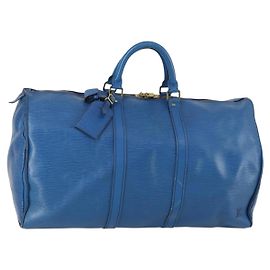 LOUIS VUITTON Epi Keepall 50 Bolsa Boston Azul M42965 LV Auth th6515