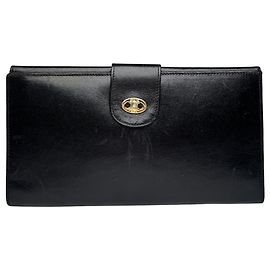 Céline Vintage Celine Paris Triomphe Leather Wallet Black