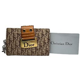 Vintage Dior Oblique Monogram Key Holder / Card Holder Beige Brown