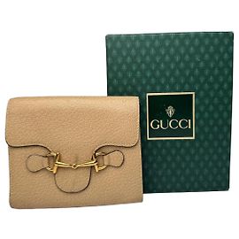 Vintage Gucci Horsebit Leather Wallet Beige