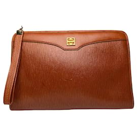 Clutch in pelle vintage Givenchy marrone