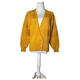 Vintage Dior V-Ausschnitt Pullover Gelb M