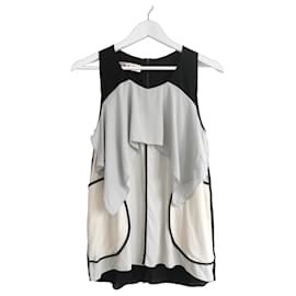 Top con volantes panelado Marni Negro Gris Crema