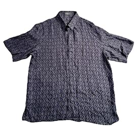 Camicia Dior CD Diamond in seta a maniche corte Grigio Viola