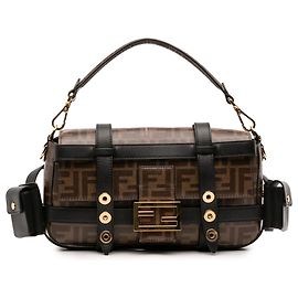 Baguette Cage en Tissu Verni Zucca Marron Fendi