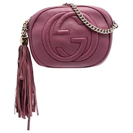 Gucci Mini Soho aus rosa genarbtem Kalbsleder mit Kettenumhängetasche