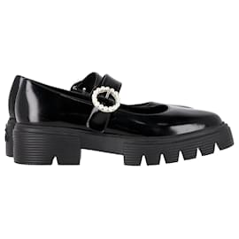 Stuart Weitzman Nolita Mary Janes con Piattaforma in Pelle Verniciata Nera