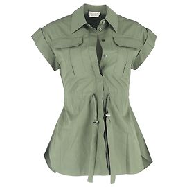 Camicia senza maniche con cintura Alexander McQueen in cotone verde