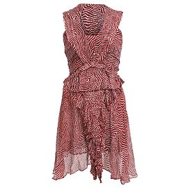 Vestido Mini Impreso Macy en Seda Roja de Isabel Marant