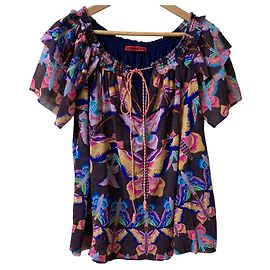 Autre Marque Blusa in Power Net con stampa a farfalla Vivienne Tam