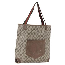 Borsa tote in PVC beige della linea Sherry GG Supreme di GUCCI Auth ti3608