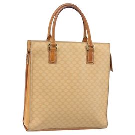 Céline Bolso de mano de lona Macadam CELINE PVC Beige Oro Auth 161381