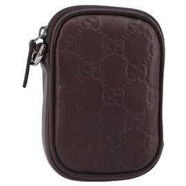 Pochette in pelle GG Canvas Guccissima Gucci marrone argento 162351 Auth 158971