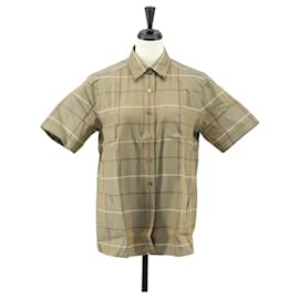 Camisa de manga corta de algodón beige con estampado Nova Check de Burberrys Auth am10420