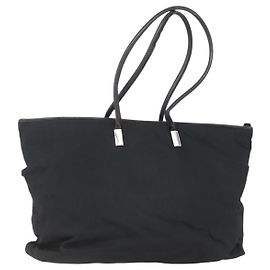 Gucci Borsa Tote in Nylon Nera Argento 002 2123 0455 Auth gh1622