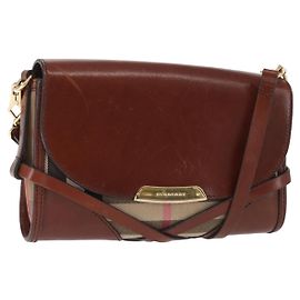 Burberry Borsa a Spalla in Pelle Marrone Oro Auth 160721