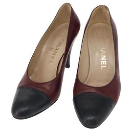 CHANEL Tacchi Alti in Pelle Taglia 36 Bordeaux CC Auth am10330