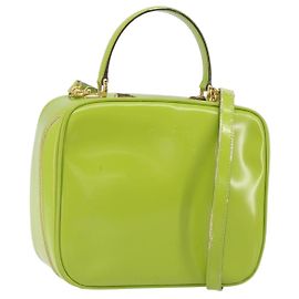 Borsa a Mano GUCCI Bamboo Smalto 2 vie Verde Oro 000 2040 0323 Auth 160576