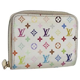 LOUIS VUITTON Monogram Multicolor Zippy Coin Purse White M93741 LV Auth 163014