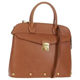 Bolsa de mão em couro Salvatore Ferragamo 2 em 1 marrom dourado Auth 159378