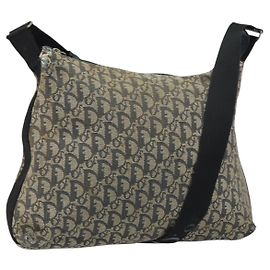 Borsa a Spalla in Tela Trotter Christian Dior Navy Argento Auth 160673