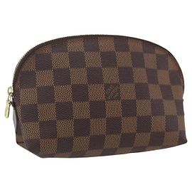 LOUIS VUITTON Pochette Cosmetica PM Damier Ebene N47516 Auth LV 163008