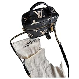 Borsa a mano Louis Vuitton Vanity PM in pelliccia nero e beige