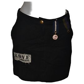 Falda Love Moschino con alfileres negra lana y lino 38IT