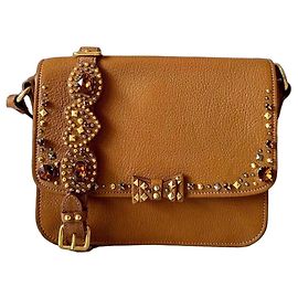 Borsa a tracolla MIU MIU in pelle Madras con cristalli, collezione San Valentino 2012, colore marrone cammello.