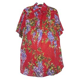Top de estampado floral de glicinia roja Dolce & Gabbana