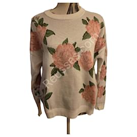 Maglione Sézane modello Hortense stampa floreale - Taglia 40/L Donna - Crema
