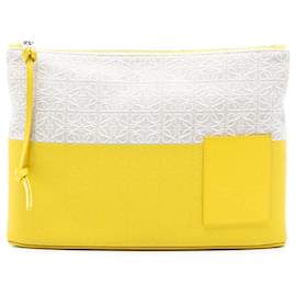 Pochette Oblong in Jacquard e Pelle Anagramma Giallo LOEWE