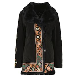 Cappotto Etro in pelle e pelliccia di coniglio nero