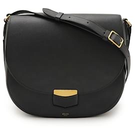Celine Trotter Medium Shoulder Bag in Black Leather - Céline