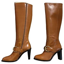 Zadig & Voltaire Braune Lederstiefel mit goldener Schnalle