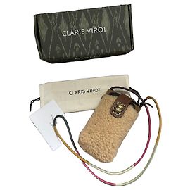 Claris Virot Handytasche aus beigem Schafsleder und Leder
